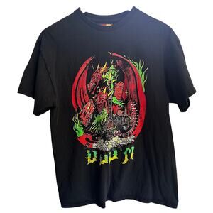 Vintage Y2K Punk Grunge Streetwear Black Dragon T-shirt Women's Large Men Medium
